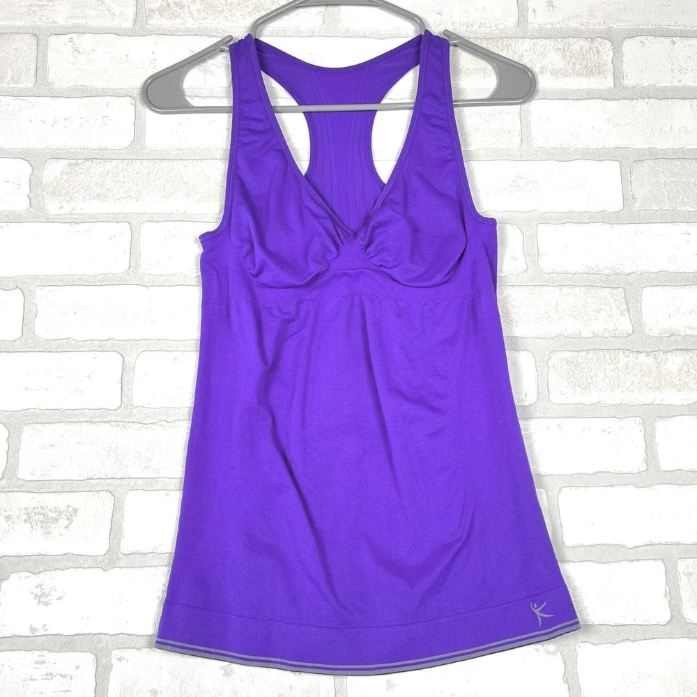 Danskin‎ Now Youth Purple Racerback Athletic Tank Top Compression Ruched XXL